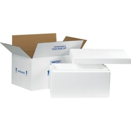 THE PACKAGING WHOLESALERS Foam Insulated Shipping Kit, 17"L x 10"W x 8-1/4"H, White 245C